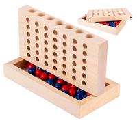 Engelhart - 340925 - Quatre en Ligne en Bois - Jeu de Voyage en Bois - 2 Joueurs - Strategie - À partir de 6 Ans - Jeu de Société Compact - Jeux en Bois de Poche