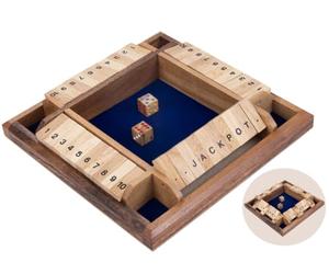 Engelhart - 350122 - Shut The Box 4 Joueurs - Jeu de Trac en Bois Écologique - Dés Inclus - Traditionnel - À partir de 6 Ans - Stratégie et de Calcul Mental - Jeux en Bois