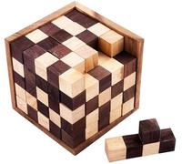 Engelhart - 350190-125 Cubes Casse-Tête en Bois - Niveau Difficile pour Adultes - Puzzle 25 Pièces - Solution Incluse - 14 x 14 x 14 cm - Casse Tete Expert