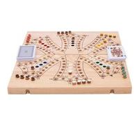Engelhart - 350264 - Jeu de Tock en Bois XL - 6 Joueurs - Coffret en Bois d'hévéa Pliable- Jeu de Société Traditionnel Canadien - Parcours avec Cartes - 2 à 6 Joueurs - à partir de 6 Ans
