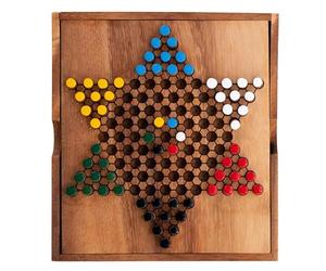 Engelhart - 350300 - Dames Chinoises - Coffret de Jeu en Bois Ecologique - Jeu de Société Familial - Stratégie - 2 à 6 Joueurs - à partir de 7 Ans - 13 x 14,3 x 3 cm - Jeu Traditionnel - Jeu en Bois