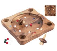 Roulette Tyrolienne en Bois - Jeu de Hasard Écologique - Toupie et billes incluses