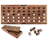 Engelhart - 350510- Coffret de Jeu Fanorona en Bois Durable - Jeu de société de Strategie - 2 Joueurs - Coffret de Rangement pour Les Pièces et règles multilingues - 6 Ans et Plus