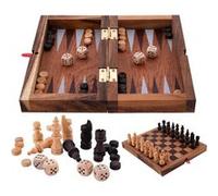 Engelhart - 350520 - Coffret de Jeu 2 en 1 Échecs & Backgammon de Voyage 30 cm en Bois Ecologique - Pliant - 30 cm