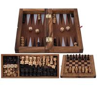 Engelhart - 350521 - Échecs et Backgammon en Bois Ecologique Décorations Fines - 30 cm - Jeu de société 2 en 1 Pliant - Pièces et Règles du Jeu multilingues Incluses - à partir de 6 Ans