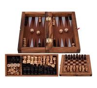 Engelhart - 350521 - Échecs et Backgammon en Bois Ecologique Décorations fines - 30 cm - jeu de société 2 en 1 Pliant