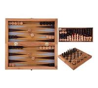 Engelhart - 350522 - Grand Échiquier & Backgammon en Bois avec Notation 40 cm - Jeu de société 2 en 1 en Bois Pliant