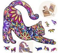Engelhart - 602100 - Puzzle en Bois Chat - 59 Pièces Uniques - Puzzle Animaux - Boîte Cadeau en Bois - À partir de 12 Ans - 21 x 29.7 cm - Découpe au Laser, Épaisseur 3 mm