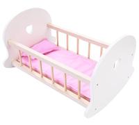 Engelhart - 606013 - Lit à Bascule pour Poupées Rose/Blanc en Bois - Berceau pour Poupon et Poupée - Jouet Educatif - Dimensions 50 x 36 x 28 cm - Dès 3 Ans - Jouets en Bois