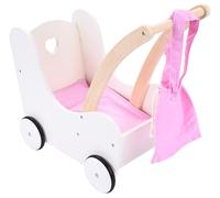Landau en Bois - Engelhart - 606015 - Rose et Blanc - 50 cm - Pour Poupées - 3 ans et plus