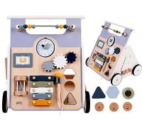 Engelhart - 640050 - Chariot de Marche en Bois Multi-activités - Jouet à Pousser pour Bébé - Motricité et Éveil - Dès 12 Mois - 34,5 x 41 x 43,5 cm - Jouets Jeux d' Eveil en Bois