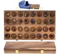 Engelhart Awale en Bois Mancala Luxe - Noyer Pliant 44 X 25 Cm, 75 Pierres