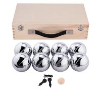 Engelhart Boules de pétanque 8 chromées 74 mm 720 g – Coffret bois, cochonnet – Kit 2–4 joueurs