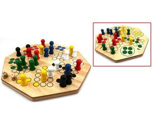 Engelhart - Grand jeu de petits chevaux 50 cm x 50 cm en bois , reversible 4 et 6 joueurs