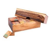 Engelhart - Jeu de domino coloré en bois naturel dans un coffret - jeu de reflexion écologique - double 12 - 2 à 8 joueurs