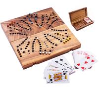 Engelhart Jeu du Tock en Bois 6 Joueurs - Plateau Pliable, 54 Cartes, Pions