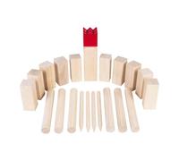 Engelhart Kubb PRO en bois d'hévéa - Format officiel de compétition avec roi rouge - Échecs viking en bois d'extérieur - Jeu de lancer pour jardin, parc, plage et camping
