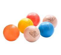Engelhart 6 Cochonnets Professionnels Gravés - 4 Boules en Bois de Couleurs et 2 Naturel - 30 mm - 10 GR - Accessoires de Pétanque Pro - But de Jeux de Petanque 010145