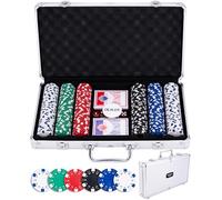Engelhart Set de poker 320910 – Malette métal argent, 300 jetons 11,5g, 2 jeux, 3 boutons, 5 dés
