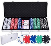 Engelhart Set poker Malette en métal argentée 500 jetons 11,5g 2 jeux de cartes Accessoires inclus