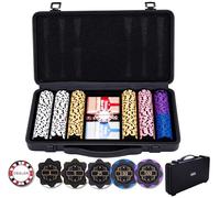 Engelhart – Set Poker 320951 – Mallette métal noire, 300 jetons 14g numérotés, 2 jeux de cartes