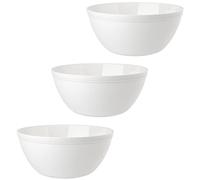 Engelland Lot de 3 bols à céréales, à dessert, salade, soupe, bols à riz, en plastique, blanc, grand format, 900 ml