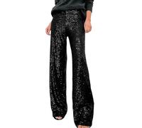 Engelsflügel Pantalon pour femme à taille haute à sequins amples Pantalon à jambes larges Mode décontracté Pantalon de sport pour femme Tech