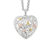 Engelsrufer arbre de la vie en forme de cœur collier avec pendentif pour femmes tricolore Rhodium Rose jaune or plaqué 925-Sterling argent longueur 50 cm (19,69 po)