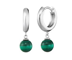 Engelsrufer Boucles d'oreilles créoles en argent sterling avec pendentif en pierre de force - Fermoir à clip - Sans nickel, Ø13 mm, Argent sterling, Malachite