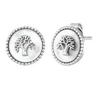 Engelsrufer Boucles d'oreilles en argent sterling avec arbre de vie sur nacre blanche, sans nickel, taille : 12 mm, ERE-LILTREE-PE, 12 mm, Argent sterling, Pas de gemme