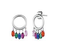 Engelsrufer Boucles d'oreilles pour femme en argent sterling avec zircons multicolores mobiles - Fermoir à clip - Serti de 10 pierres de zircone - Sans nickel, 30 mm, Argent sterling, Pas de gemme
