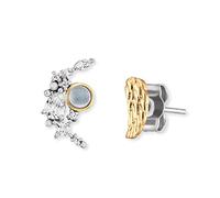 Engelsrufer Boucles d'oreilles pour femme en argent sterling bicolore serties de 7 zircones blanches - Fermoir à clip - Sans nickel - 7,5 mm, Ø 7,5 mm, Argent sterling, Pierre de lune