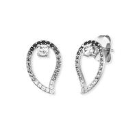 Engelsrufer Boucles d'oreilles Yin Yang en forme de goutte en argent sterling - serties de 44 pierres de zircone blanches à noires - Fermoir à clip - Sans nickel, 1 Paar, Argent sterling, Zircone