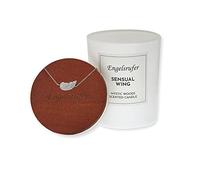 Engelsrufer Bougie Sensual Wing en bois de cèdre avec bracelet et pendentif en forme d'ailes d'ange - Durée de combustion : environ 35 heures - Végétalien - 100% cire de soja - Sans substances