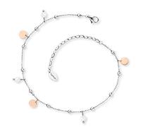 Engelsrufer Bracelet de cheville pour femme avec perles ou zircones, argent sterling 925 rhodié ou acier inoxydable, longueur réglable, sans nickel, convient aux personnes allergiques, Länge 22 + 5