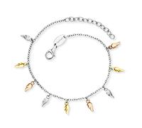 Engelsrufer Bracelet pour femme en argent sterling avec 9 ailes flottantes tricolores - Fermoir mousqueton - Longueur réglable - Sans nickel, 17, Argent sterling, Pas de gemme