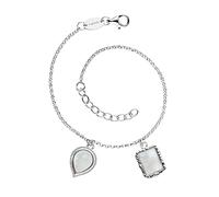 Engelsrufer Bracelet pour femme en argent sterling et deux pendentifs pierre de lune - Fermoir mousqueton - Longueur réglable - Sans nickel, 17 cm, Argent sterling, Pierre de lune