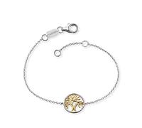Engelsrufer Bracelet pour femme en argent sterling et pendentif arbre de vie doré - Fermoir mousqueton - Réglable en deux longueurs - Sans nickel, 17, Argent sterling, Pas de gemme