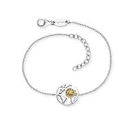 Engelsrufer Bracelet pour femme en argent sterling plaqué or avec pendentif Aloah bicolore argenté doré - Fermoir mousqueton - Longueur réglable - Sans nickel, 17, Argent sterling, Pas de gemme