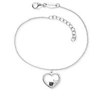 Engelsrufer Bracelet Yin Yang Coeur Femme en Argent 925 Rhodié Bicolore Oxyde de Zirconium - Symbole de Force & Amour - Motif Arbre de Vie - Fermoir Mousqueton - Longueur : 17+3cm