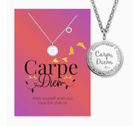 Engelsrufer Carte de vœux Carpe Diem avec collier en acier inoxydable argenté - Motto de vie en cadeau - Carte de vœux de qualité supérieure avec bijou