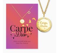 Engelsrufer Carte de vœux Carpe Diem avec collier en acier inoxydable doré - Cadeau de motivation - Chaîne dorée et message inspirant