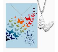 Engelsrufer Carte de vœux Dream avec collier en acier inoxydable argenté - Cadeau de qualité supérieure avec signification