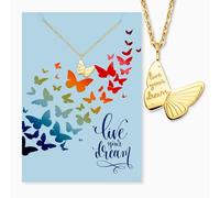 Engelsrufer Carte de vœux Dream avec collier en acier inoxydable doré - Cadeau adorable avec symbolisme - Rêve & Bijoux dans un ensemble