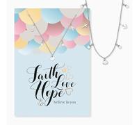 Engelsrufer Carte de vœux Faith Love Hope avec collier en acier inoxydable argenté - Cadeau spirituel - Carte avec symbole et bijoux