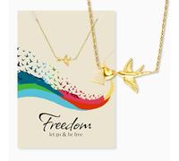 Engelsrufer Carte de vœux Freedom avec collier en acier inoxydable doré - Coffret cadeau inspirant - Carte avec chaîne dorée pour femme