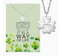 Engelsrufer Carte de vœux Happiness avec collier en acier inoxydable argenté - Cadeau de joie - Carte émotionnelle avec chaîne en argent élégante