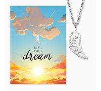 Engelsrufer Carte de vœux Live Your Dream avec collier en acier inoxydable argenté - Cadeau encourageant - Message de motivation et bijou