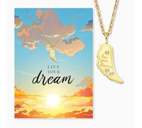Engelsrufer Carte de vœux Live Your Dream avec collier en acier inoxydable doré - Cadeau de courage - Carte de vœux de qualité supérieure avec bijoux en or