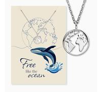 Engelsrufer Carte de vœux Ocean avec collier en acier inoxydable argenté - Idée cadeau profonde - Carte symbolique et bijoux pour femme